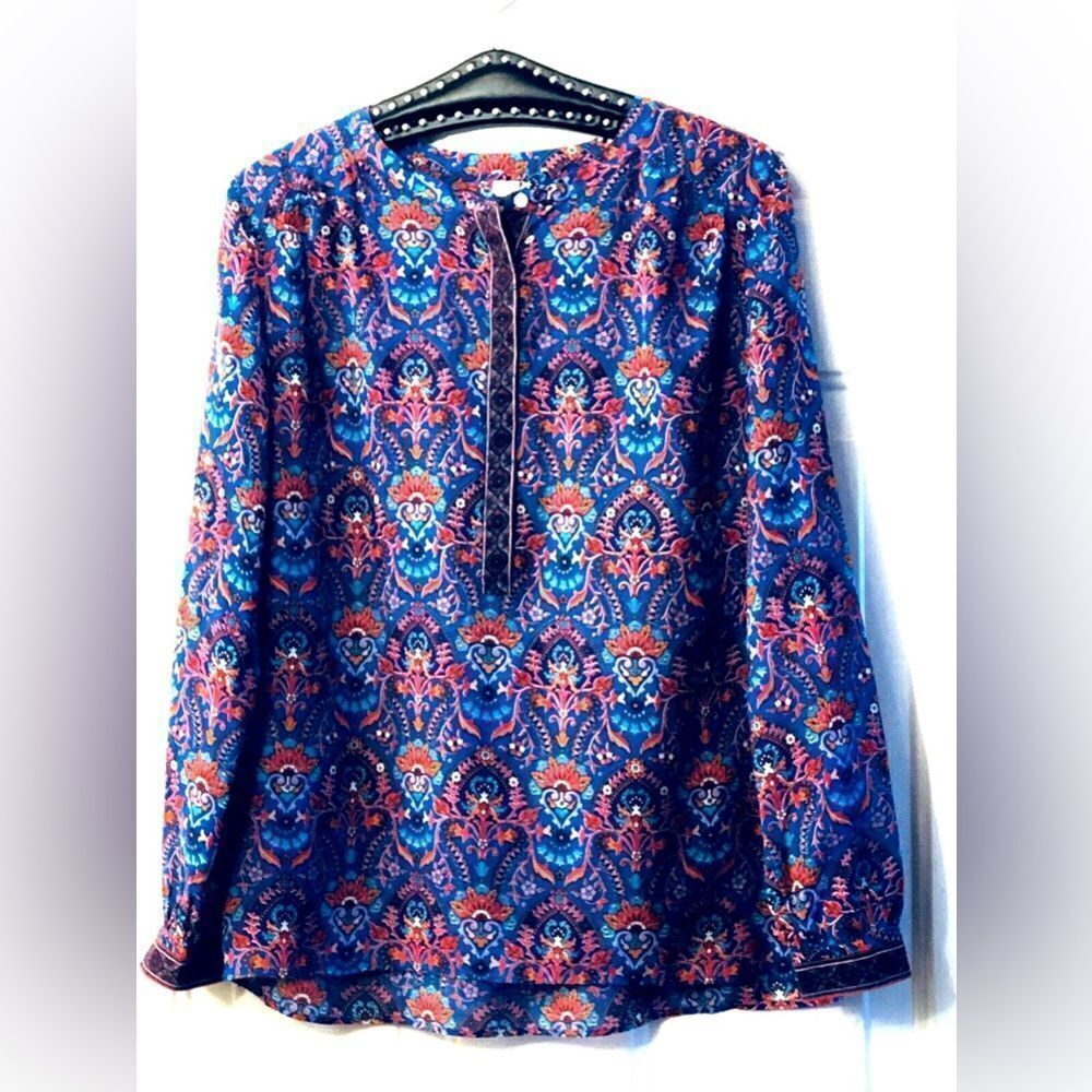 LOFT The Softened Sz large | Women's Popover Henley Women's Floral Long Sleeve